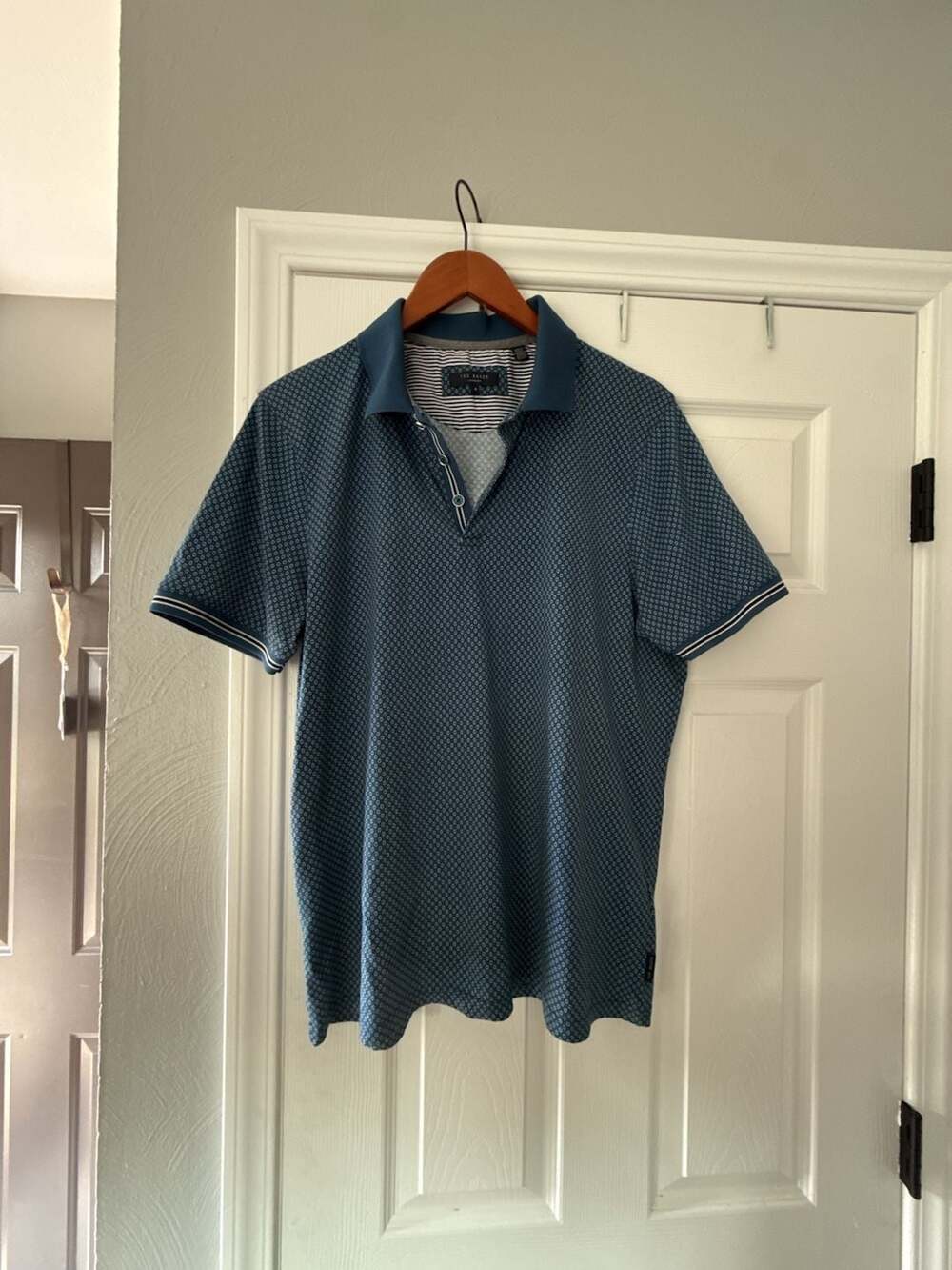 Ted Baker London Geo Print Cotton Polo Shirt